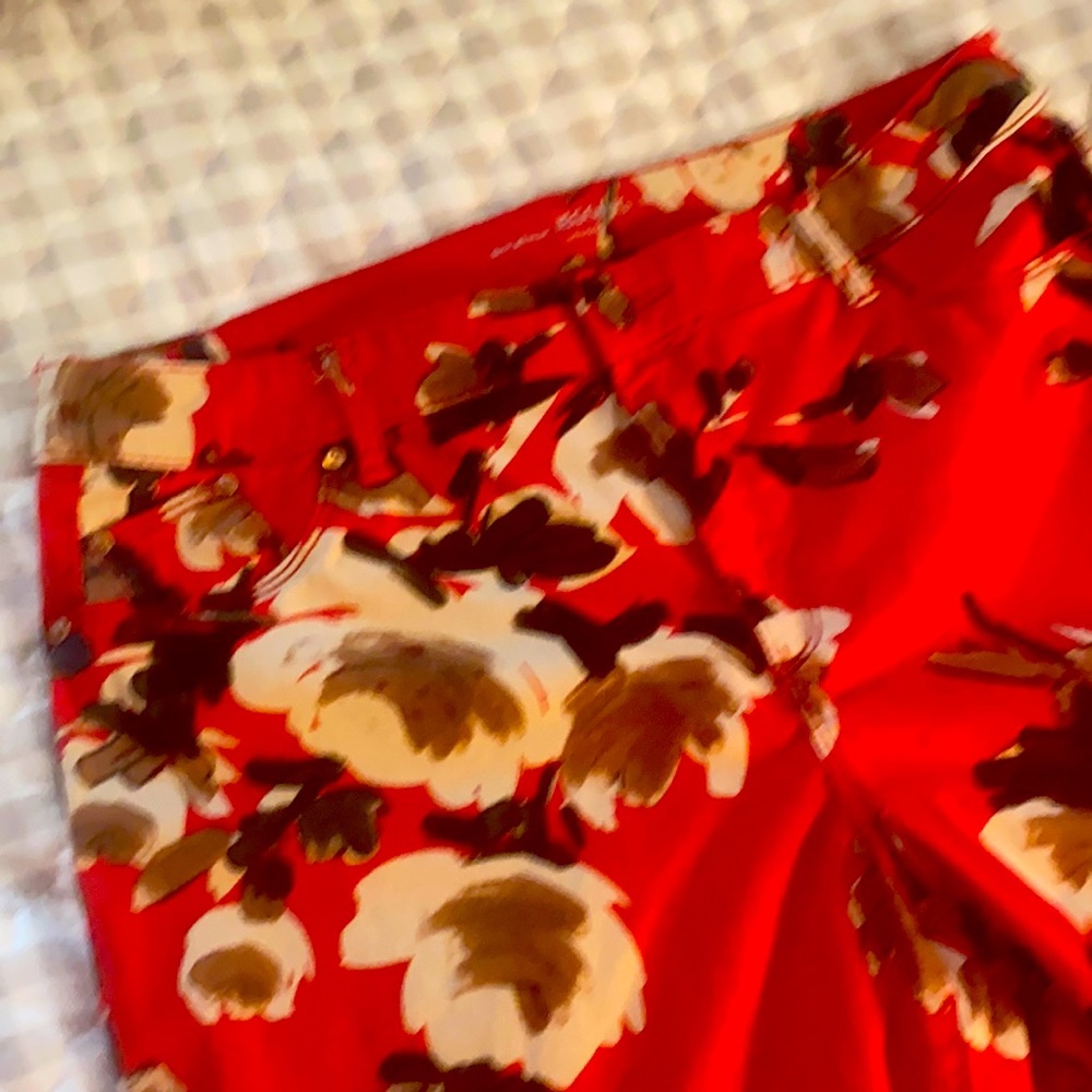 Chico’s Red Floral Full Length Jeggings